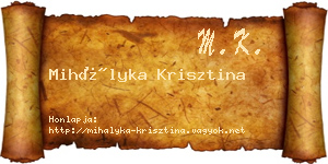 Mihályka Krisztina névjegykártya